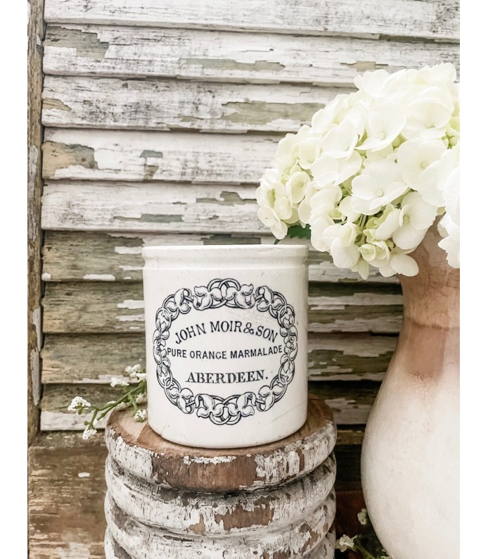 Antique English, Rare, Early John Moir Pure Orange Marmalade 1lb. Ironstone crock. 